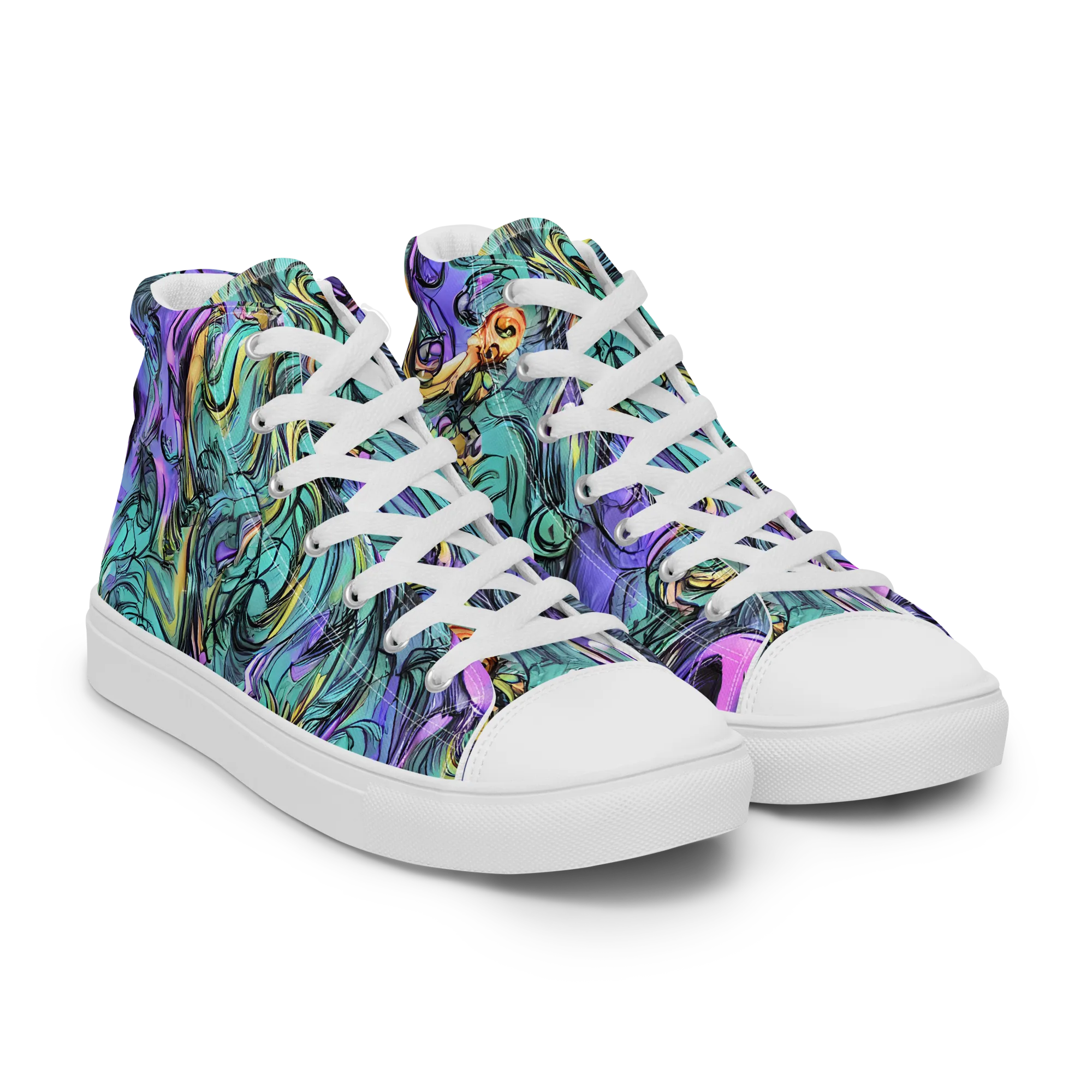 Dreamwave Botanica on Men's High Top Canvas Shoes — Right Front