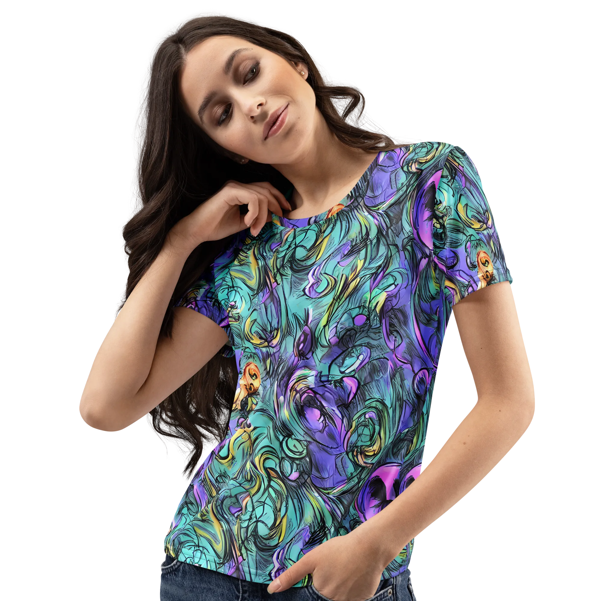 Dreamwave Botanica on Women's Crew Neck T-Shirt — Left Front