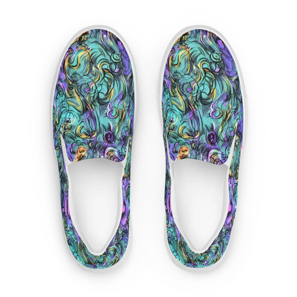 Dreamwave Botanica on Men's Slip-On Canvas Shoes — Front
