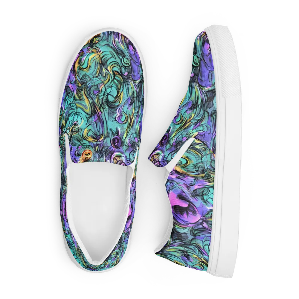 Dreamwave Botanica on Men's Slip-On Canvas Shoes — Front