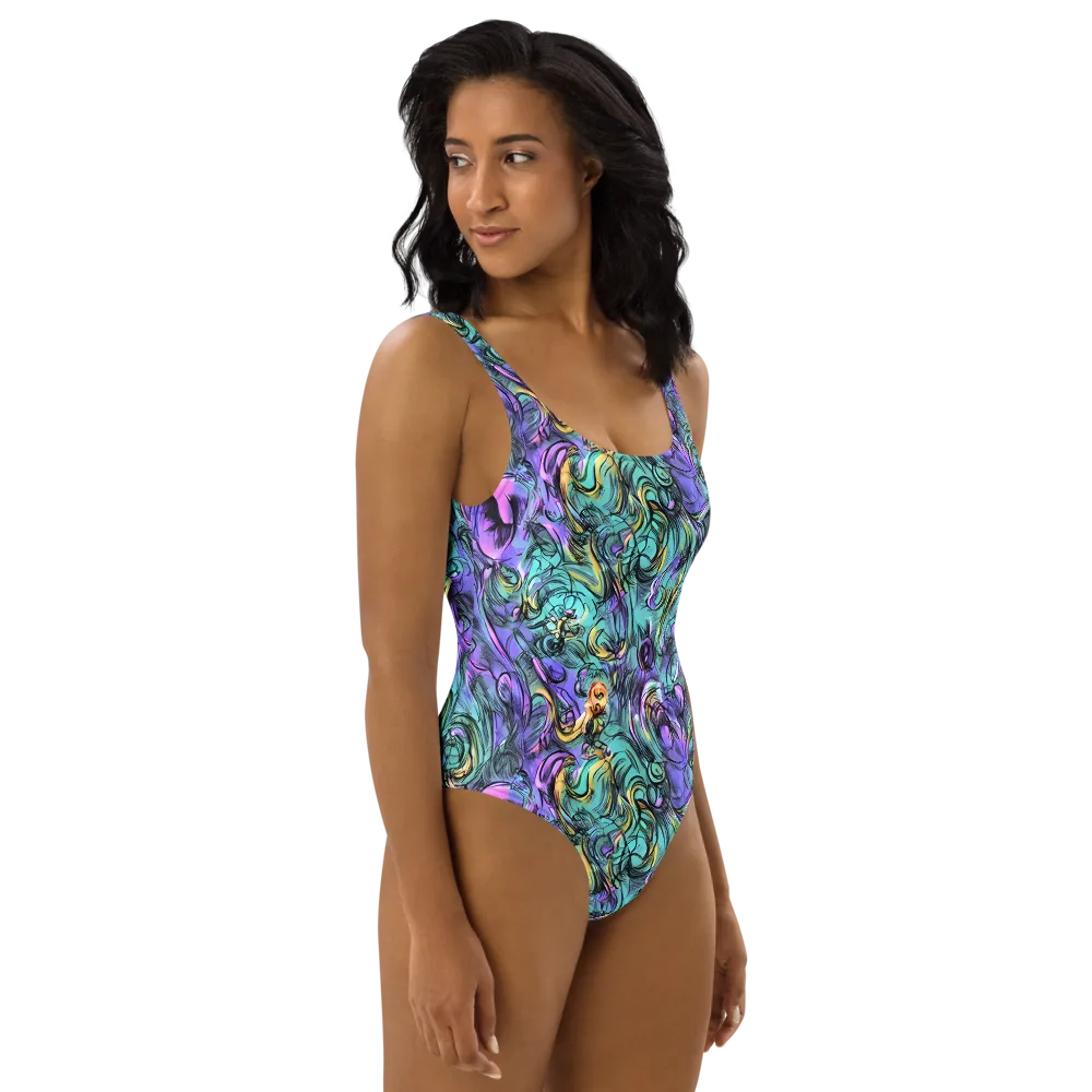 Dreamwave Botanica on One-Piece Swimsuit — Right