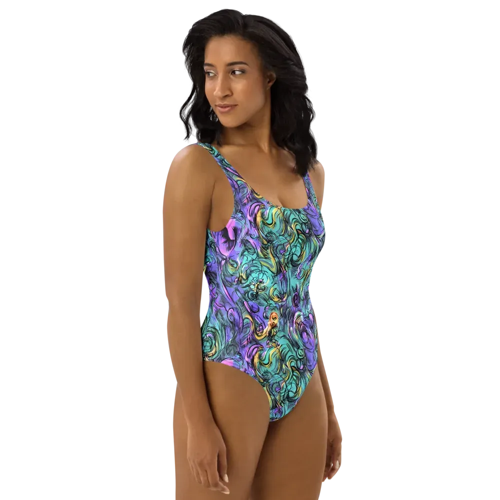 Dreamwave Botanica on One-Piece Swimsuit — Right
