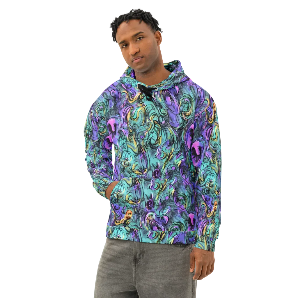 Dreamwave Botanica on Cotton Hoodie — Left Front