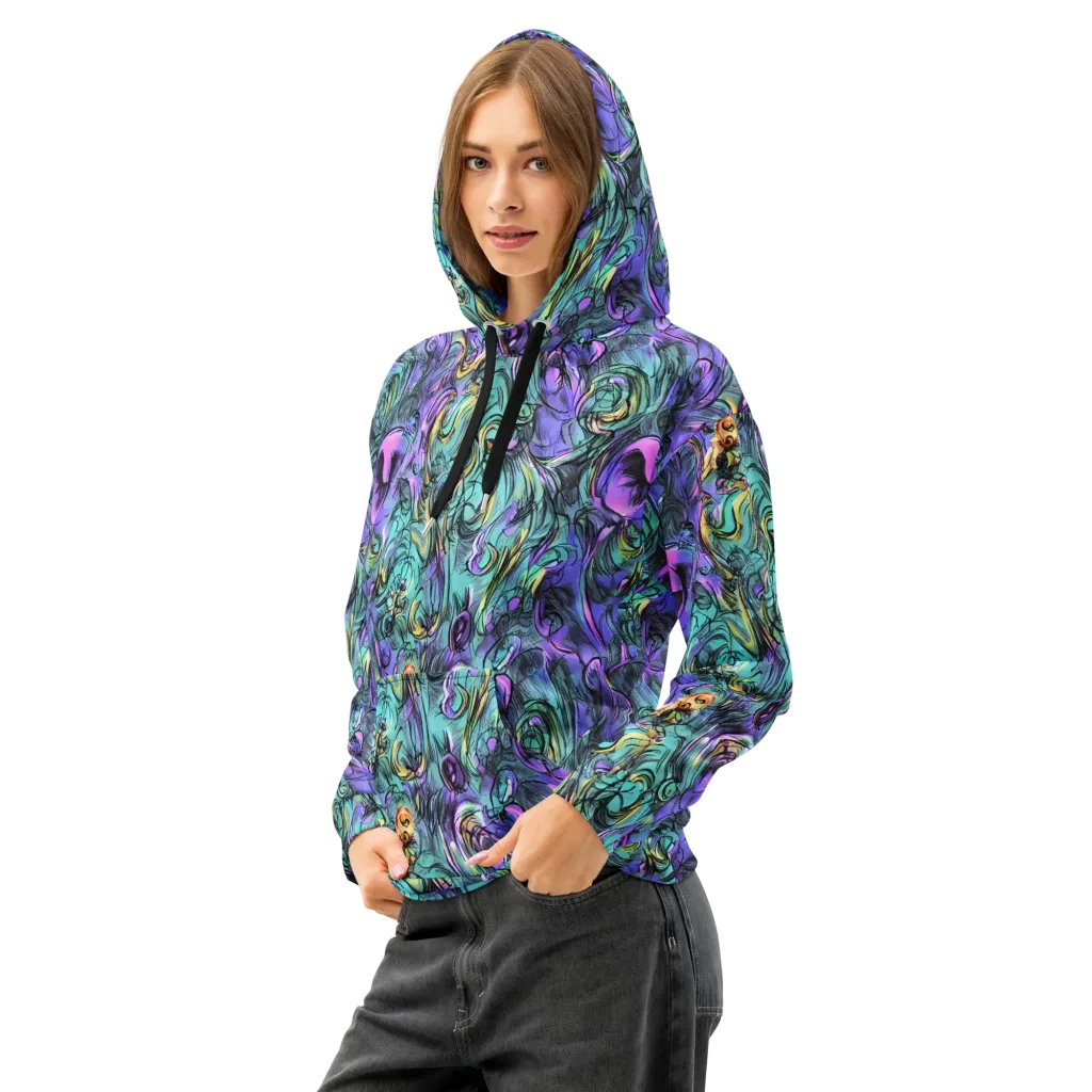 Dreamwave Botanica on Cotton Hoodie — Left Front