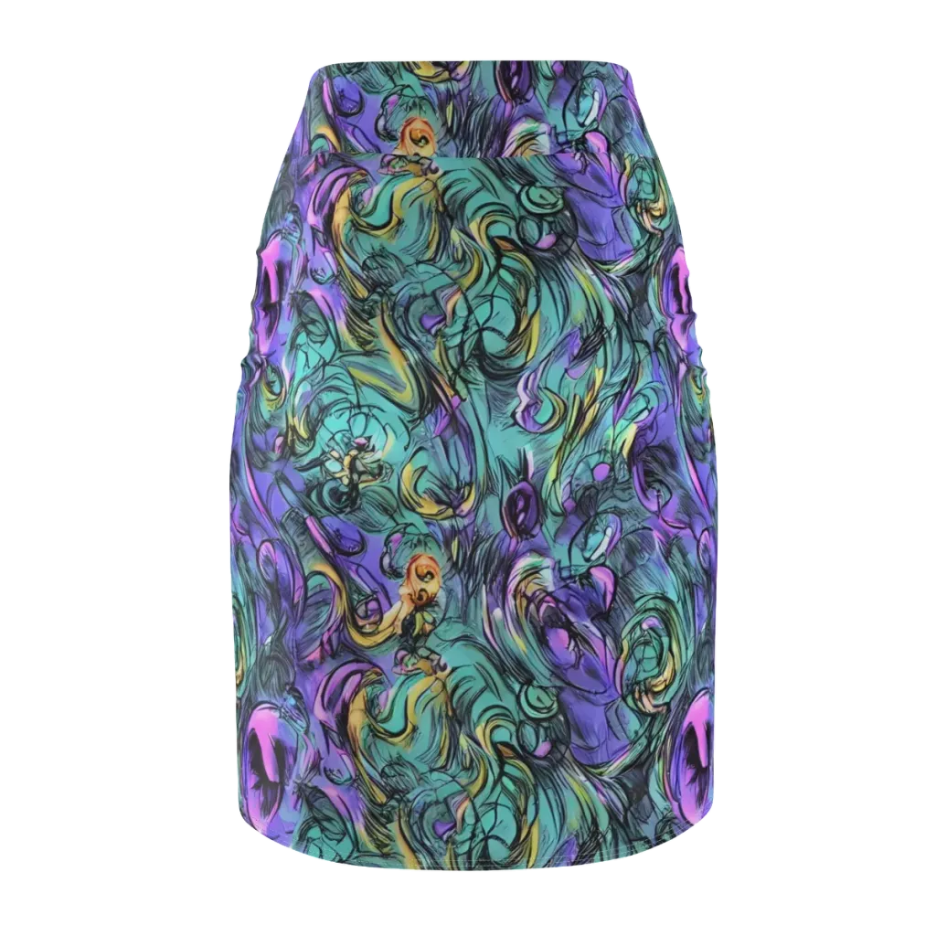 Dreamwave Botanica on Pencil Skirt — Back