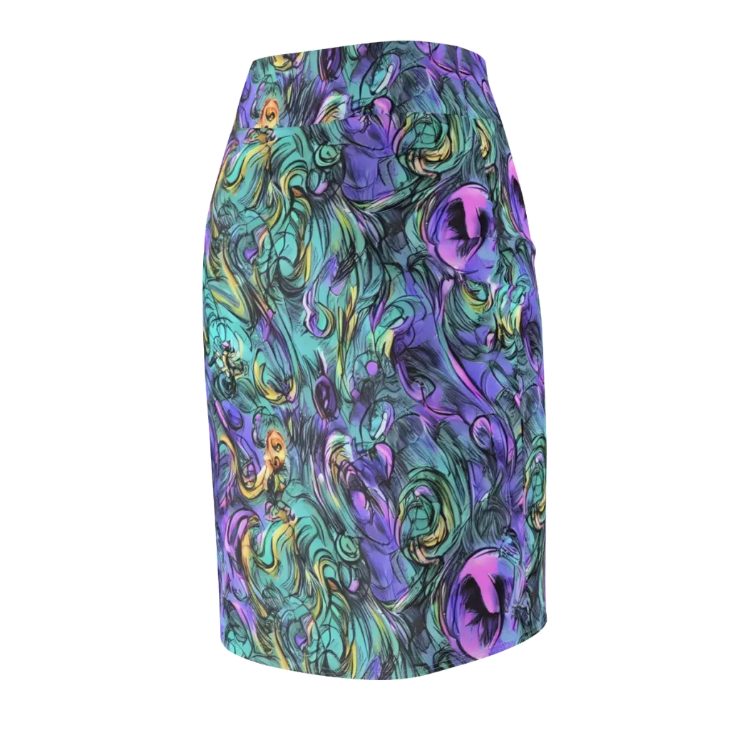Dreamwave Botanica on Pencil Skirt — Back Side