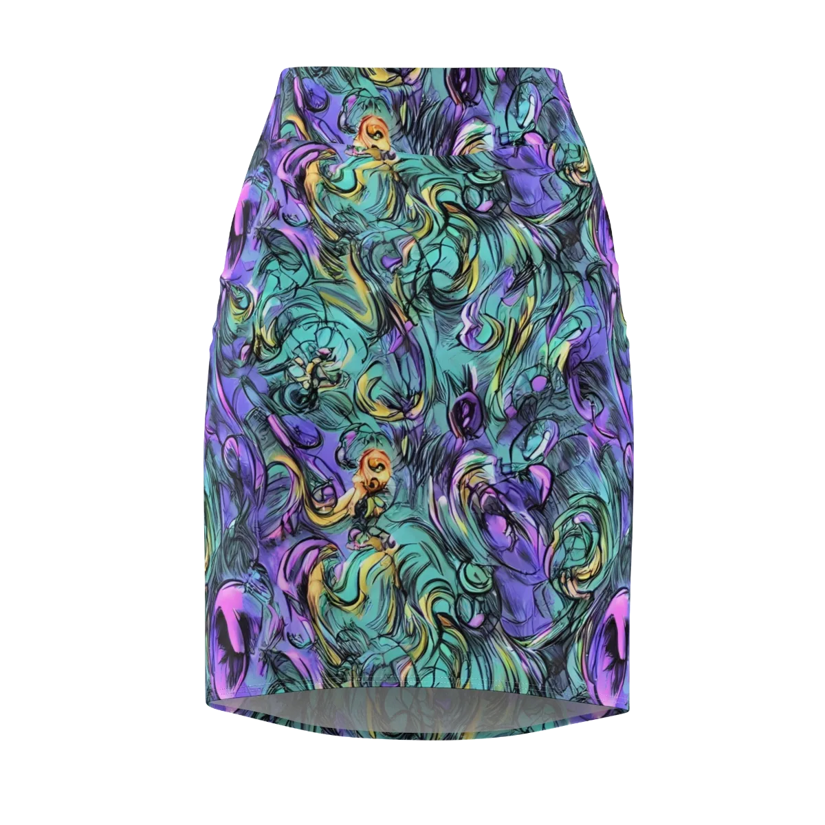 Dreamwave Botanica on Pencil Skirt — Front
