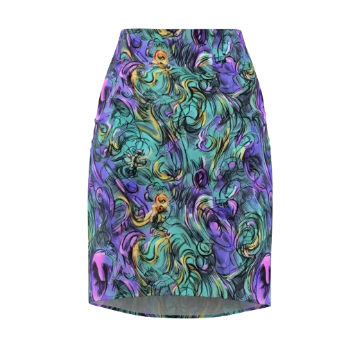 Dreamwave Botanica on a Pencil Skirt