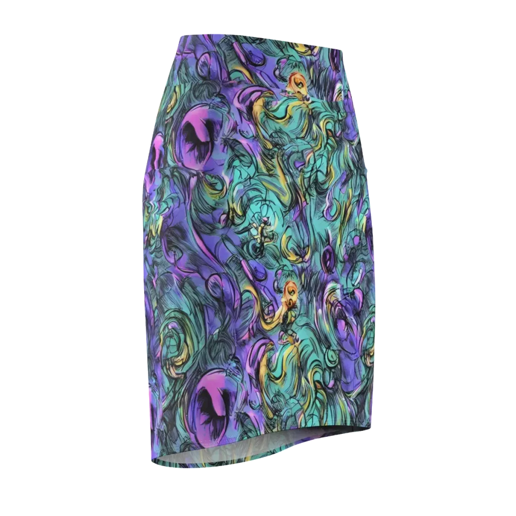 Dreamwave Botanica on Pencil Skirt — Front Side
