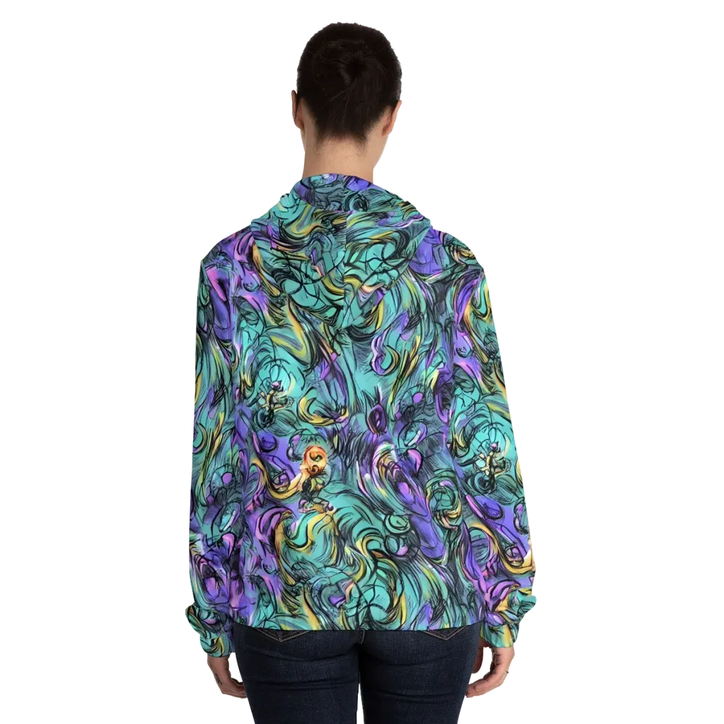 Dreamwave Botanica on Women's Full-Zip Hoodie — Back On Person