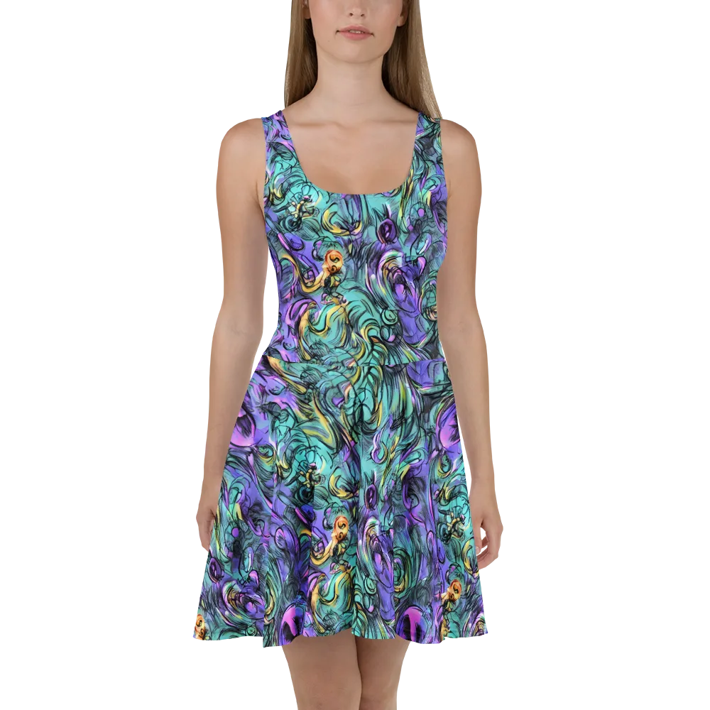 Dreamwave Botanica on Skater Dress — Front