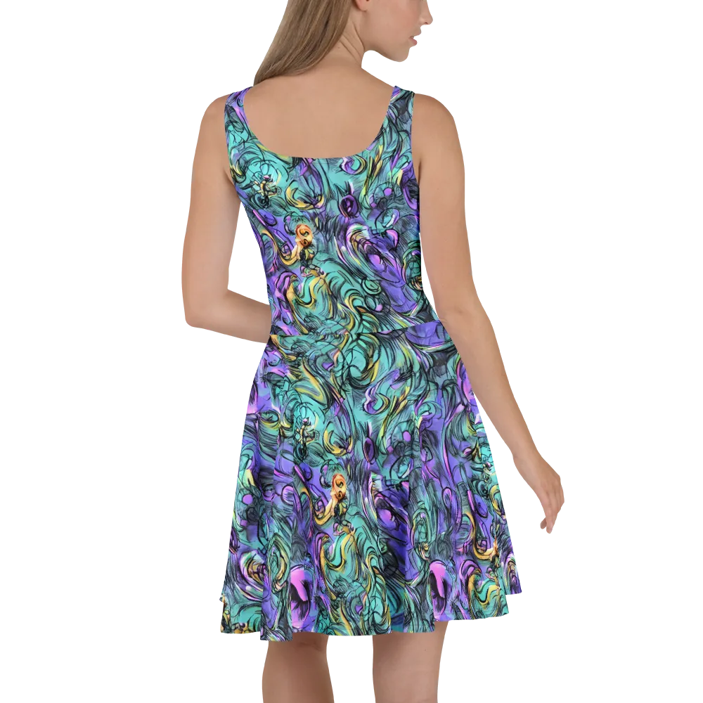 Dreamwave Botanica on Skater Dress — Back