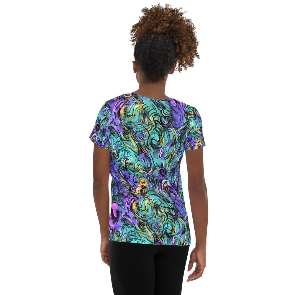 Dreamwave Botanica on Women's Athletic T-Shirt — Back