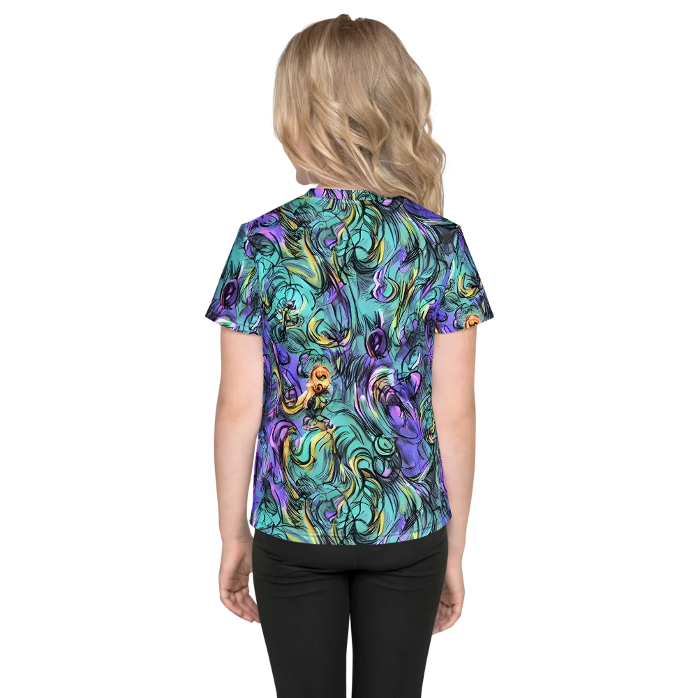 Dreamwave Botanica on Kids Crew Neck T-Shirt — Back