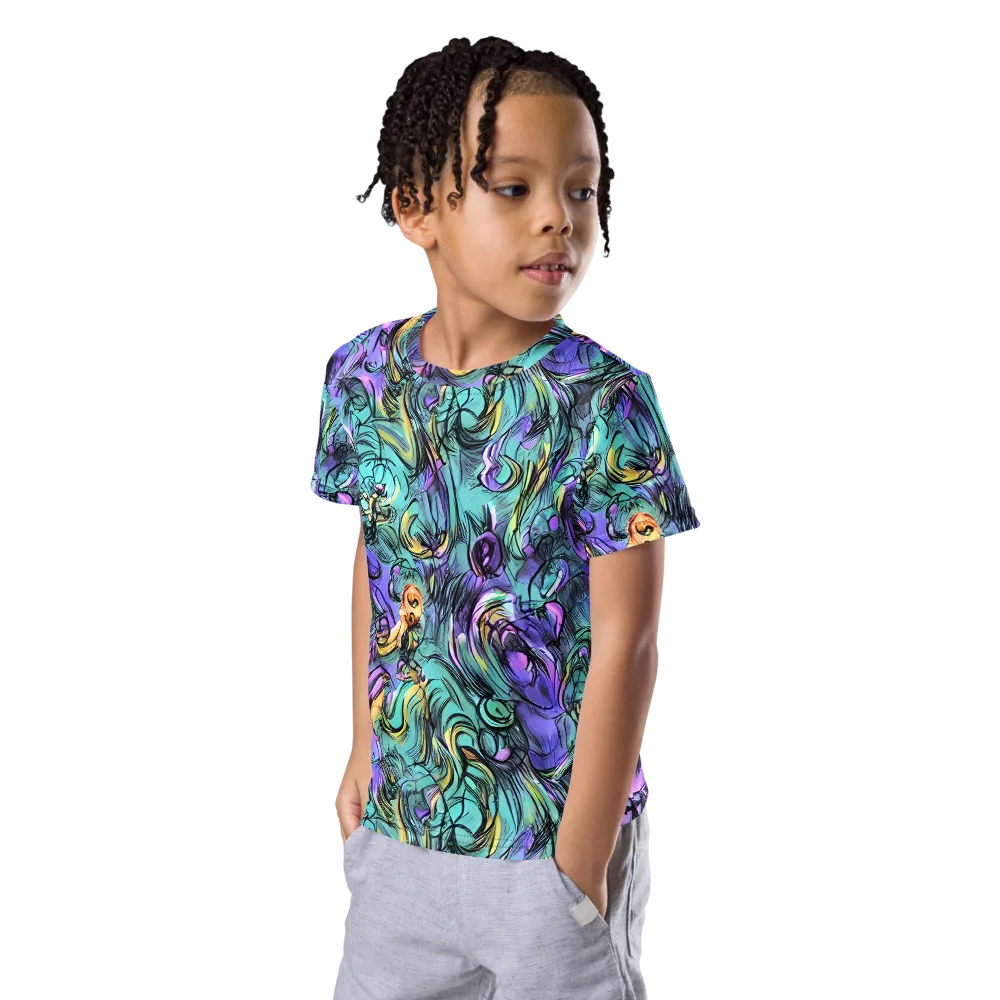 Dreamwave Botanica on Kids Crew Neck T-Shirt — Left Front