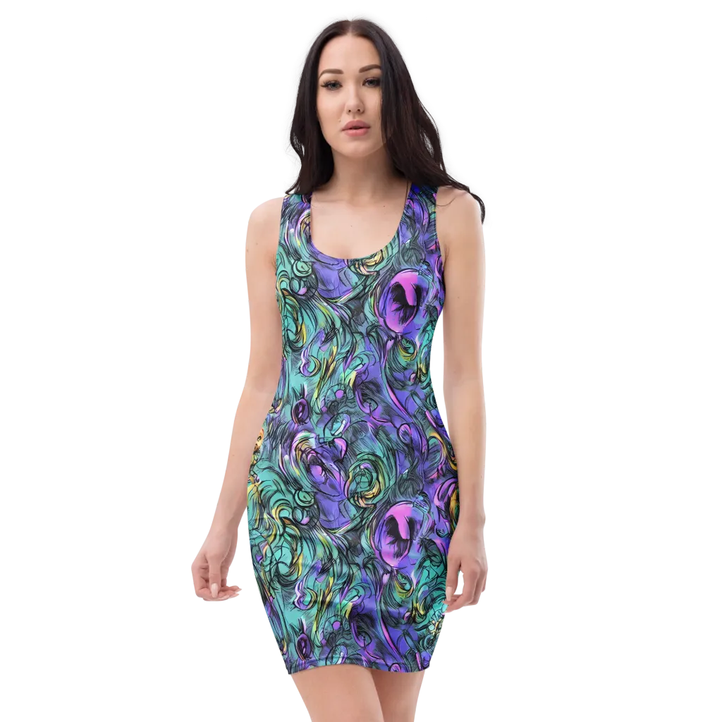 Dreamwave Botanica on Bodycon Dress — Front