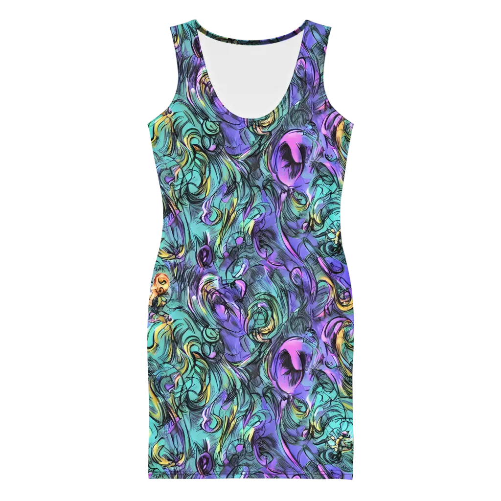 Dreamwave Botanica on Bodycon Dress — Front
