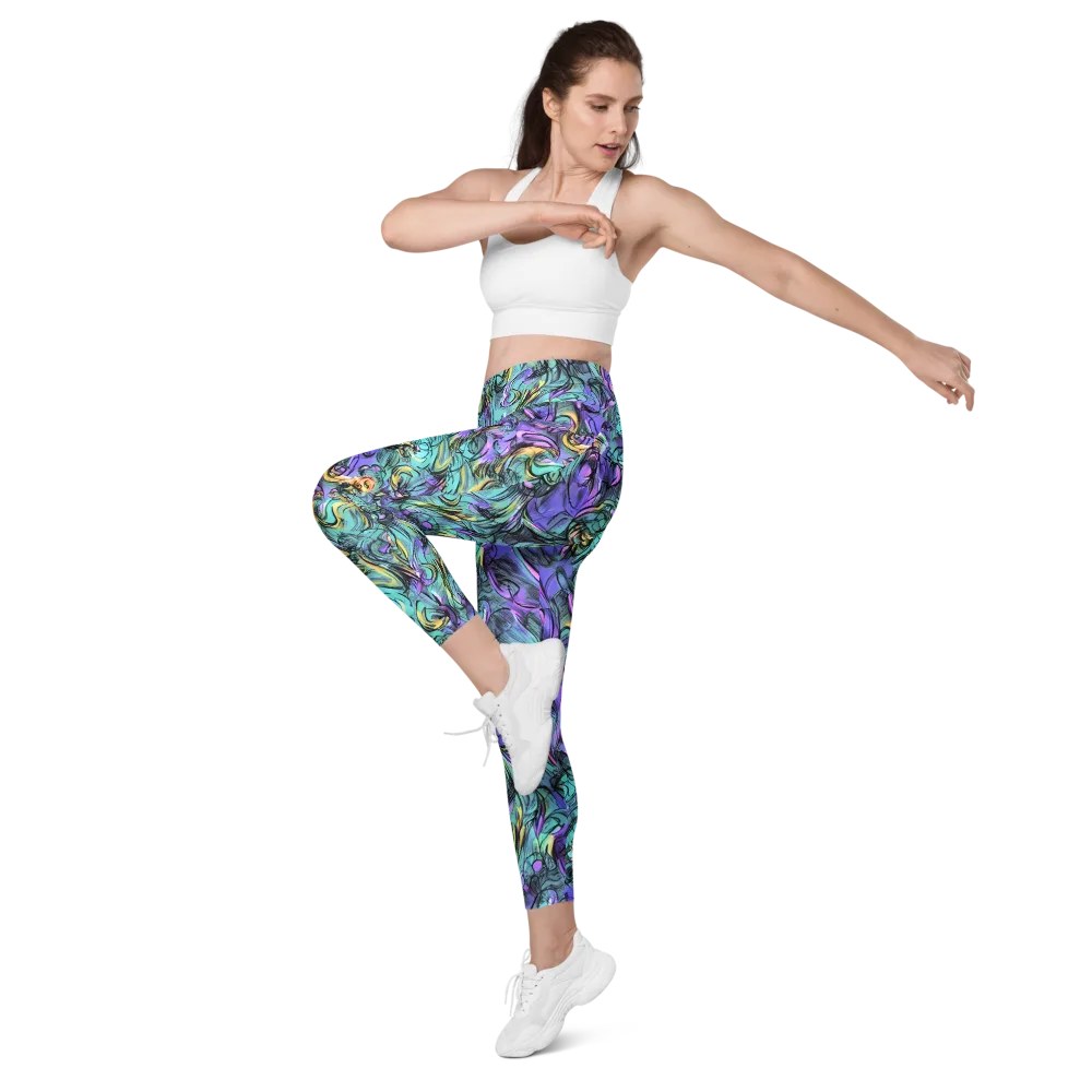 Dreamwave Botanica on Leggings with Pockets — Left Front
