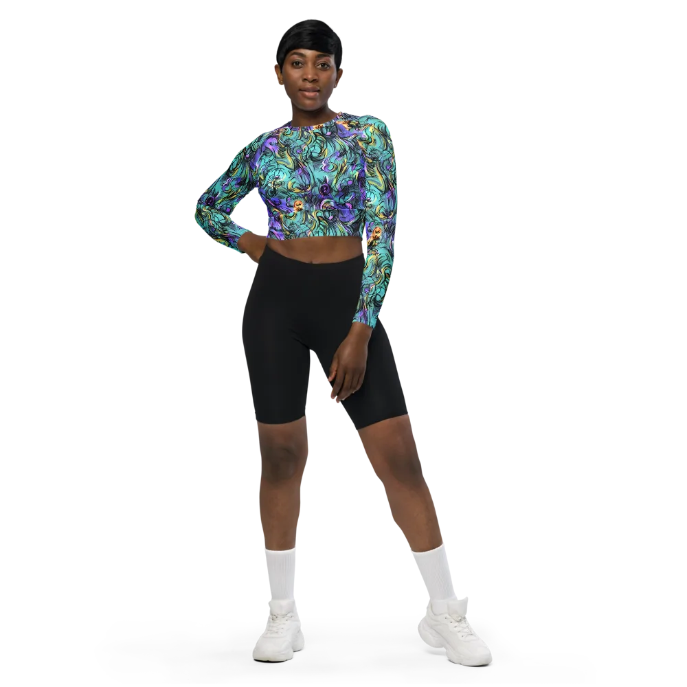 Dreamwave Botanica on Long Sleeve Crop Top — Front