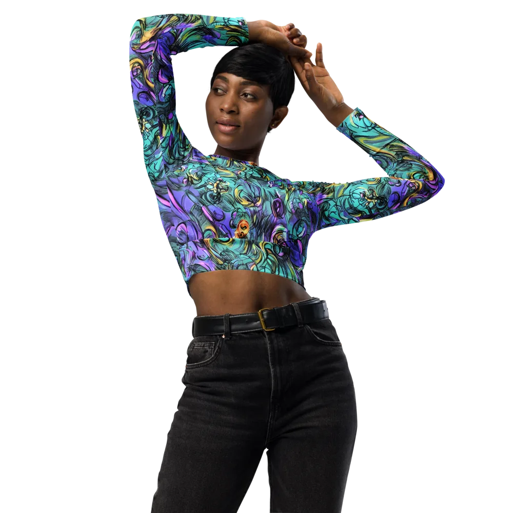 Dreamwave Botanica on Long Sleeve Crop Top — Front