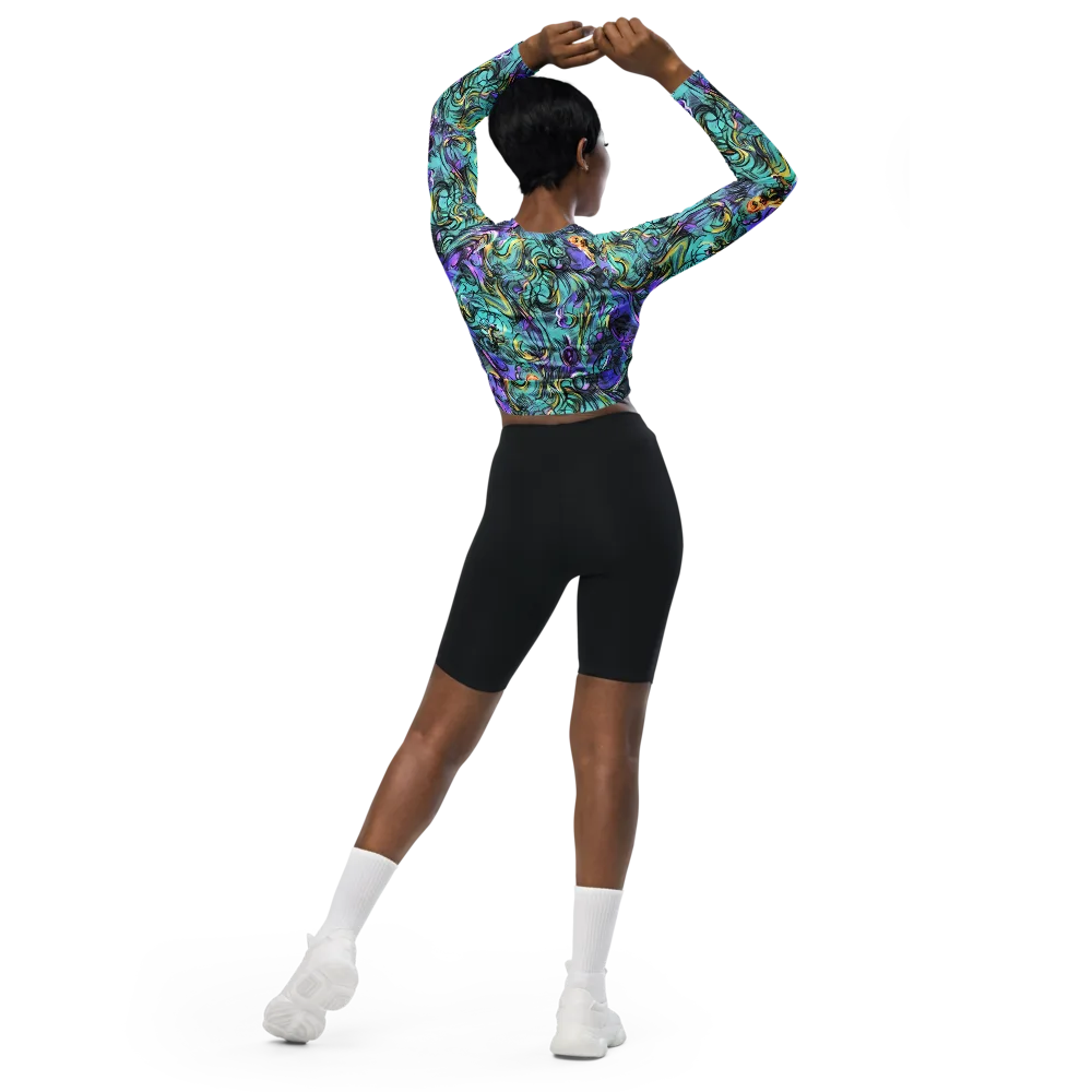 Dreamwave Botanica on Long Sleeve Crop Top — Back