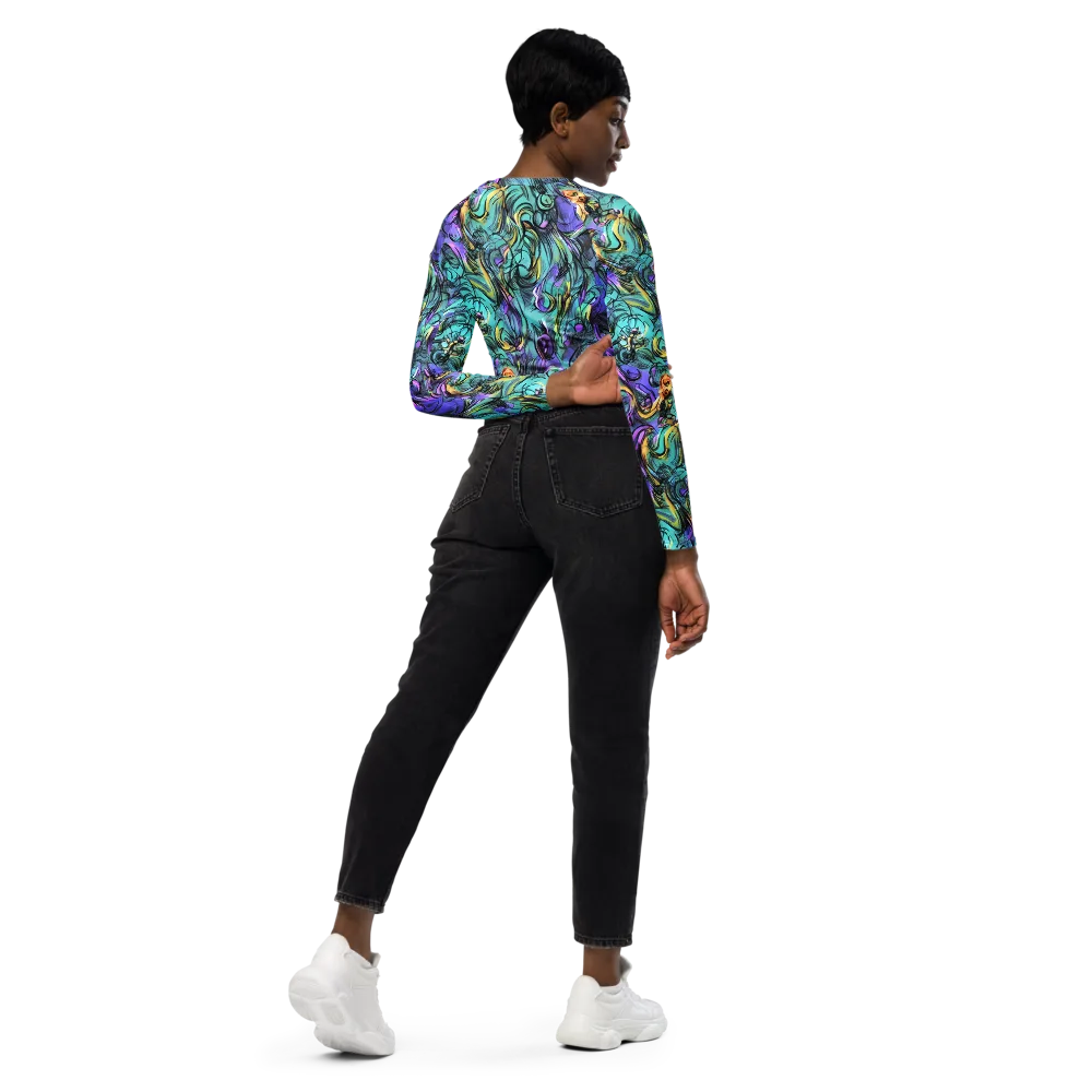 Dreamwave Botanica on Long Sleeve Crop Top — Right Back