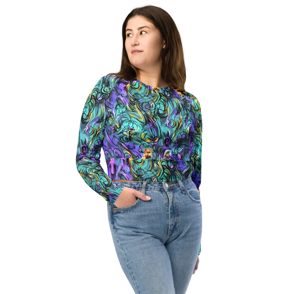 Dreamwave Botanica on Long Sleeve Crop Top — Front