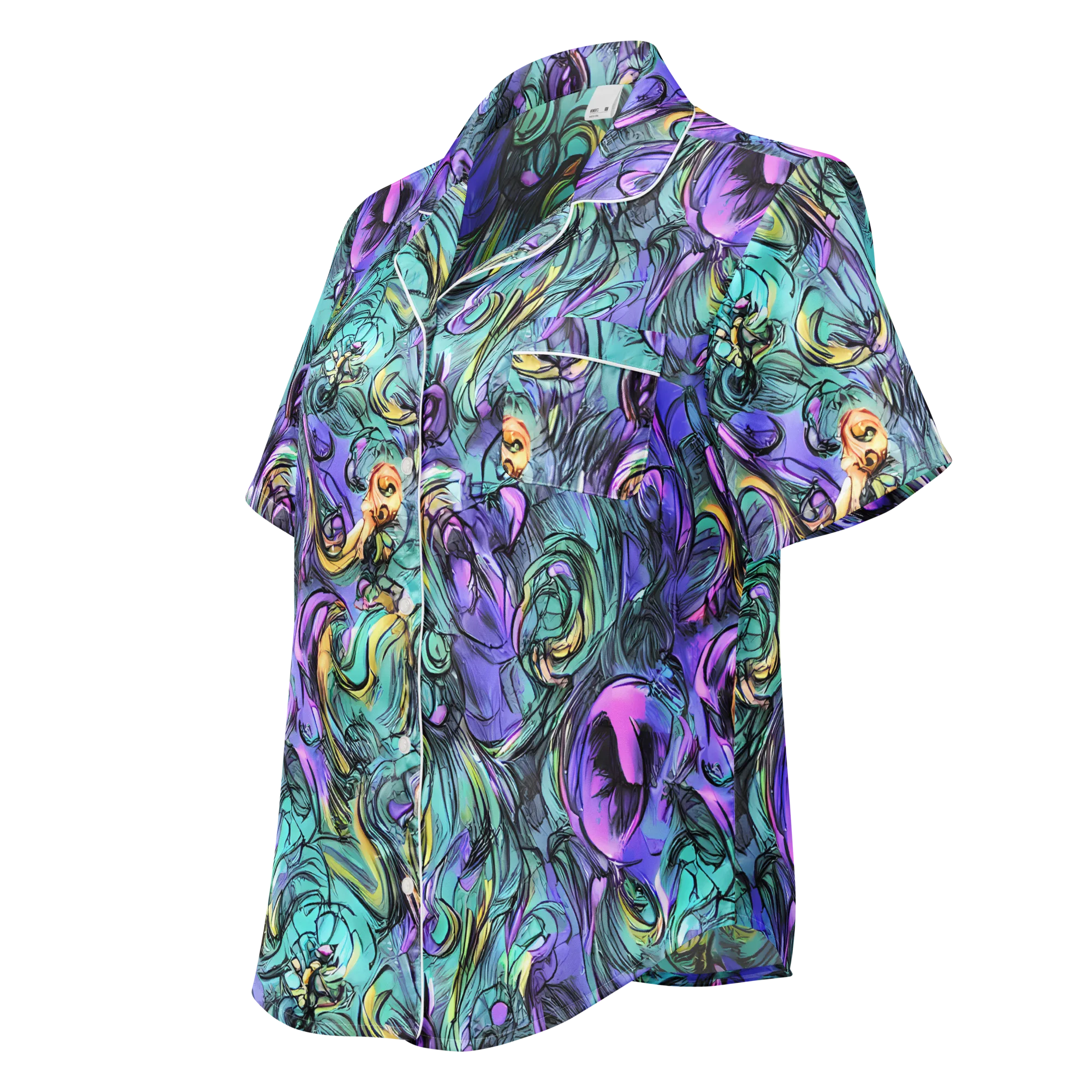 Dreamwave Botanica on Women's Short Sleeve Pajama Top — Left Front