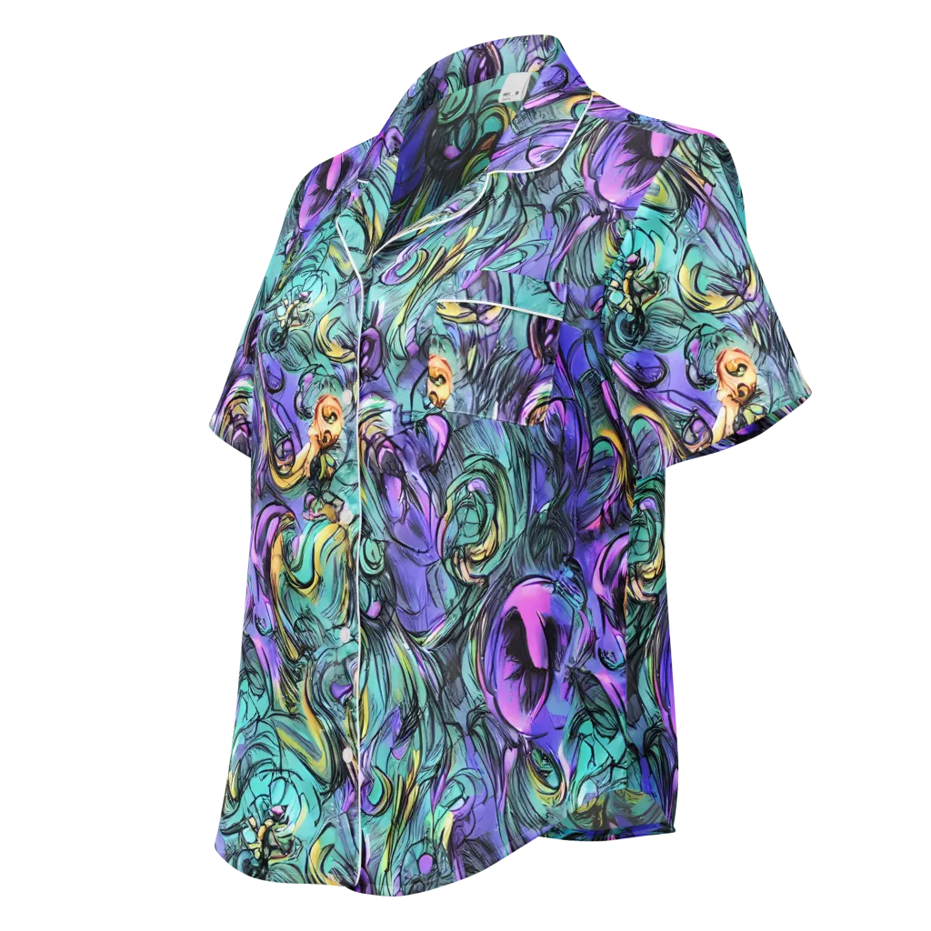 Dreamwave Botanica on Women's Short Sleeve Pajama Top — Left Front