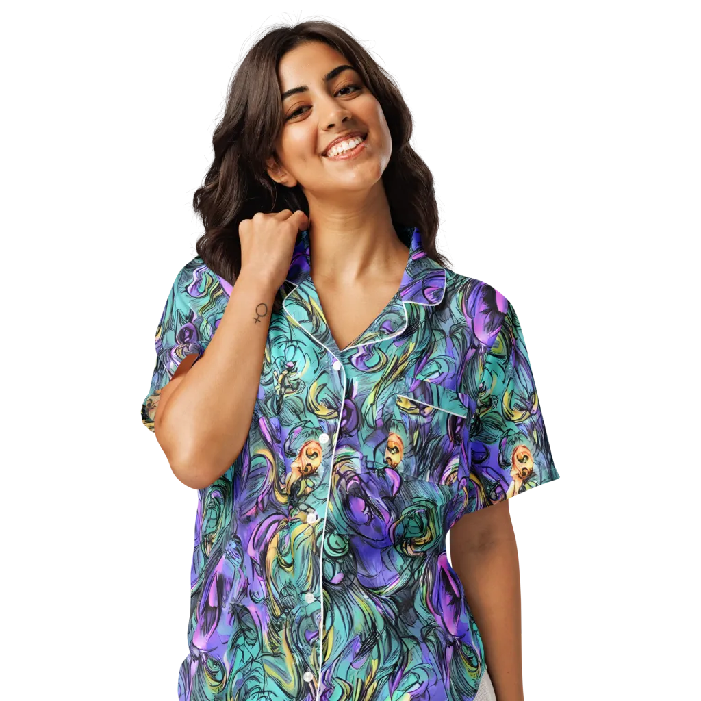 Dreamwave Botanica on Women's Short Sleeve Pajama Top — Front