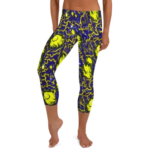 Neon Comet Riot on a Capri Leggings