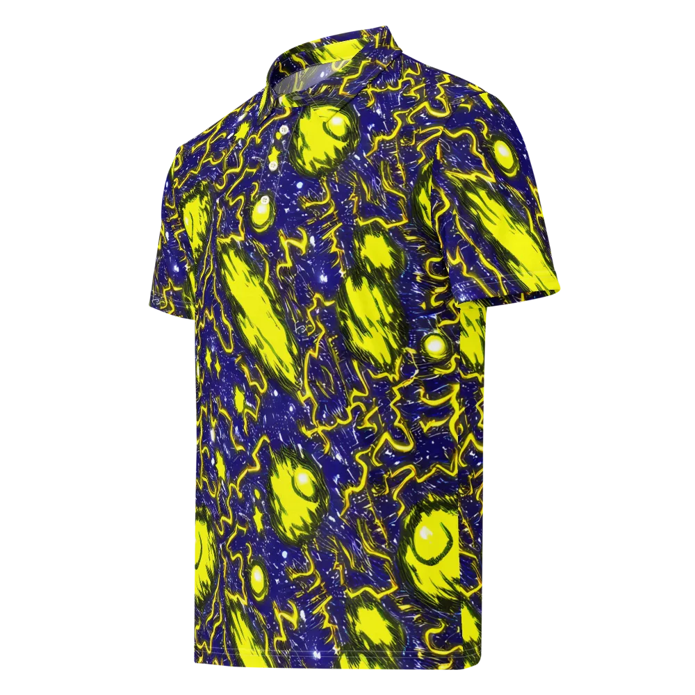 Neon Comet Riot on Men's Slim Fit Polo Shirt — Left Front