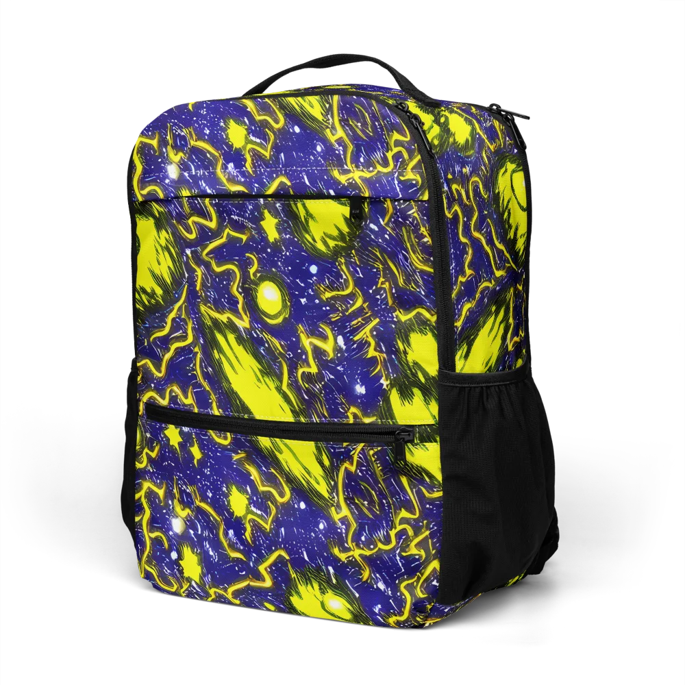 Neon Comet Riot on Utility Backpack — Left Front