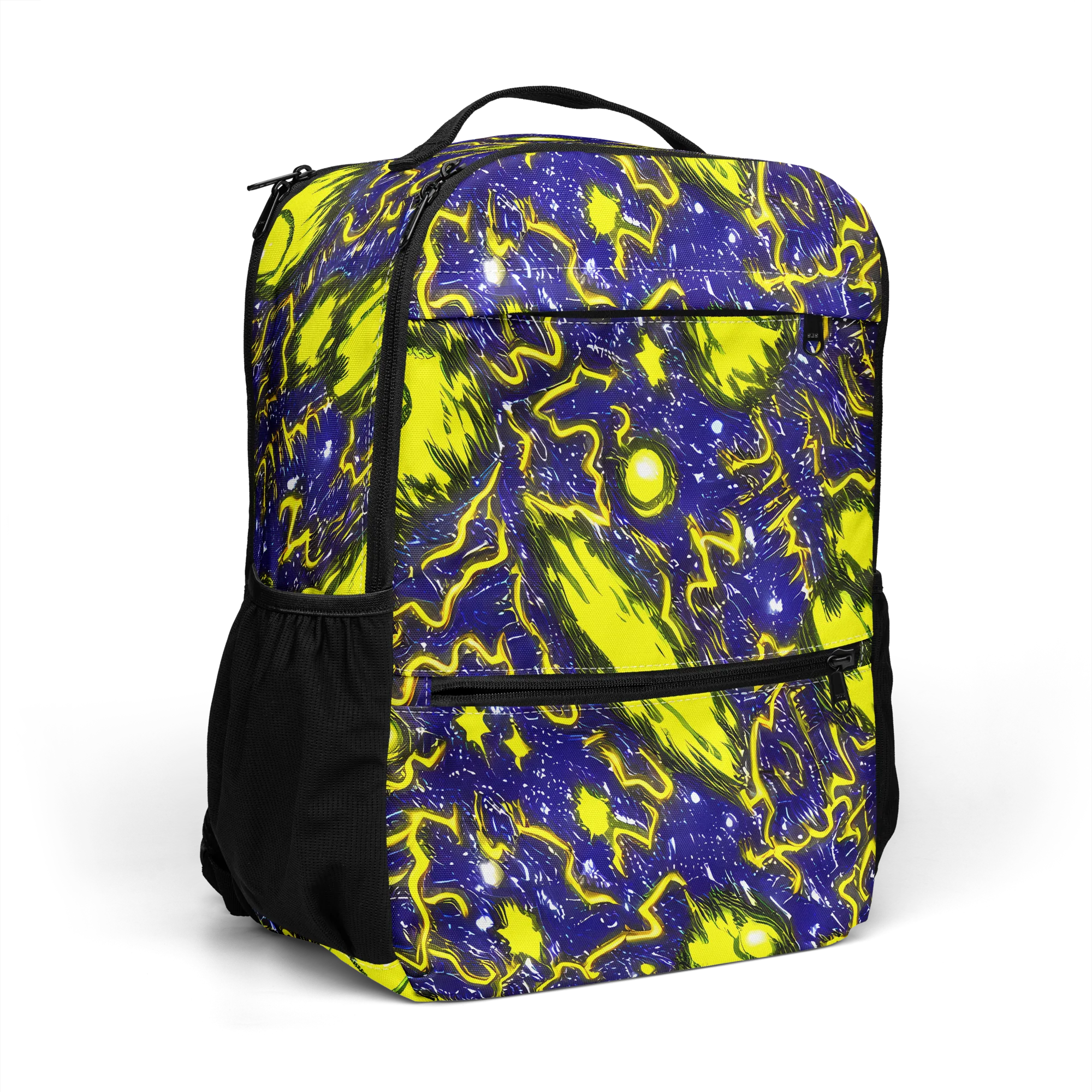 Neon Comet Riot on Utility Backpack — Right Front