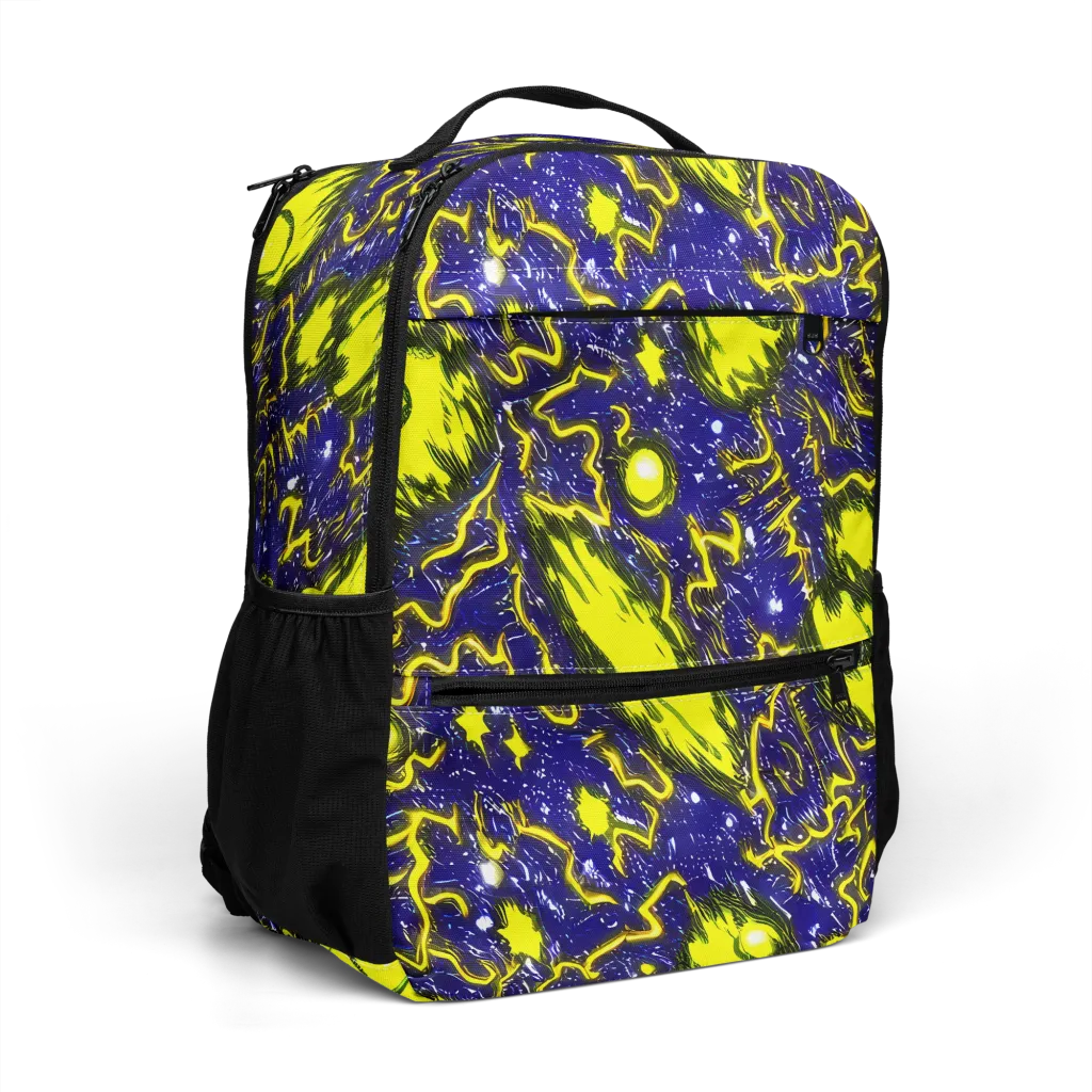 Neon Comet Riot on Utility Backpack — Right Front