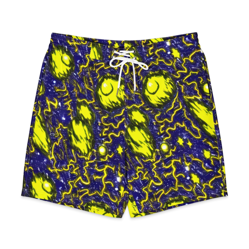 Neon Comet Riot on Men's Board Shorts — Front