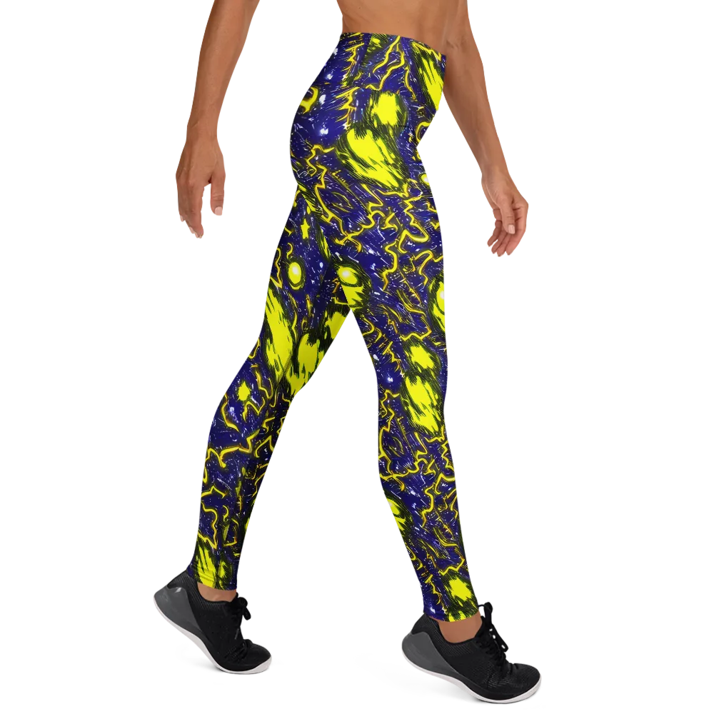 Neon Comet Riot on Yoga Leggings — Right