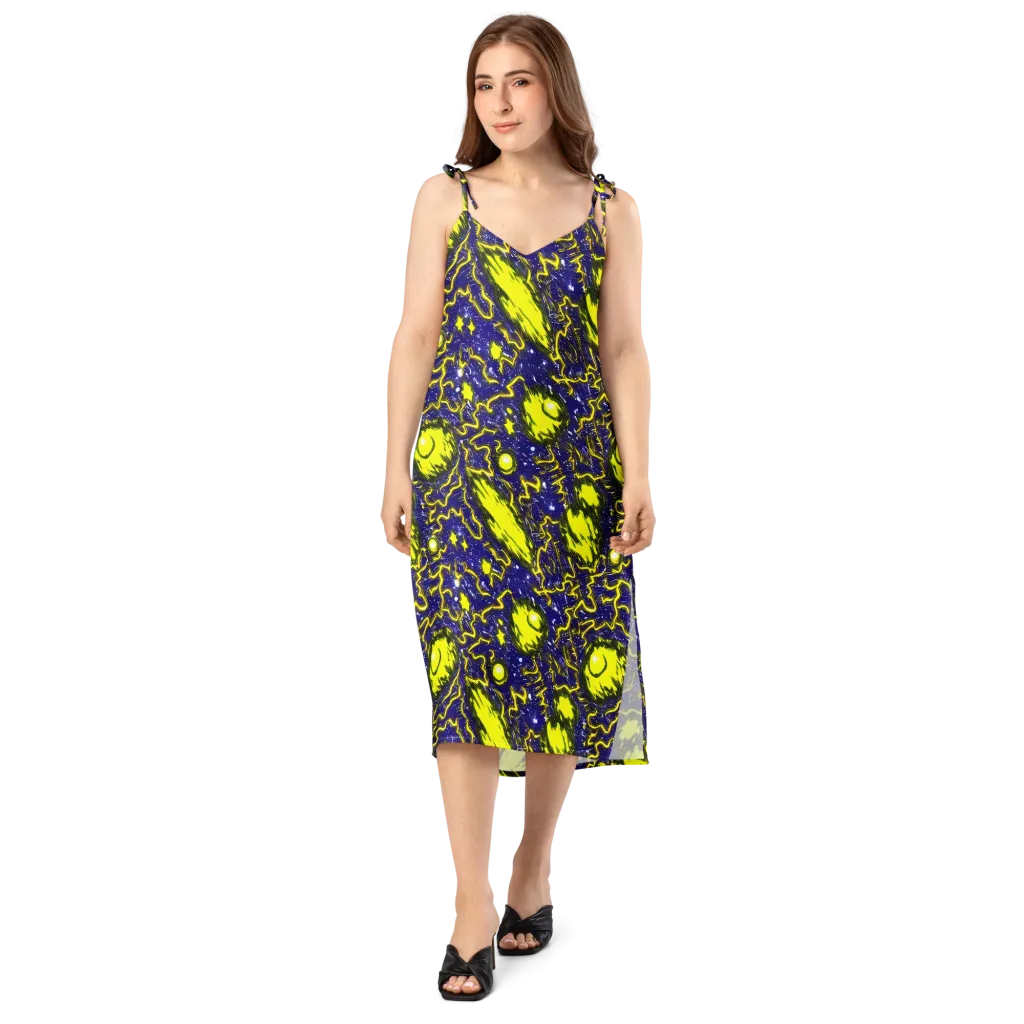 Neon Comet Riot on Slip Dress — Front