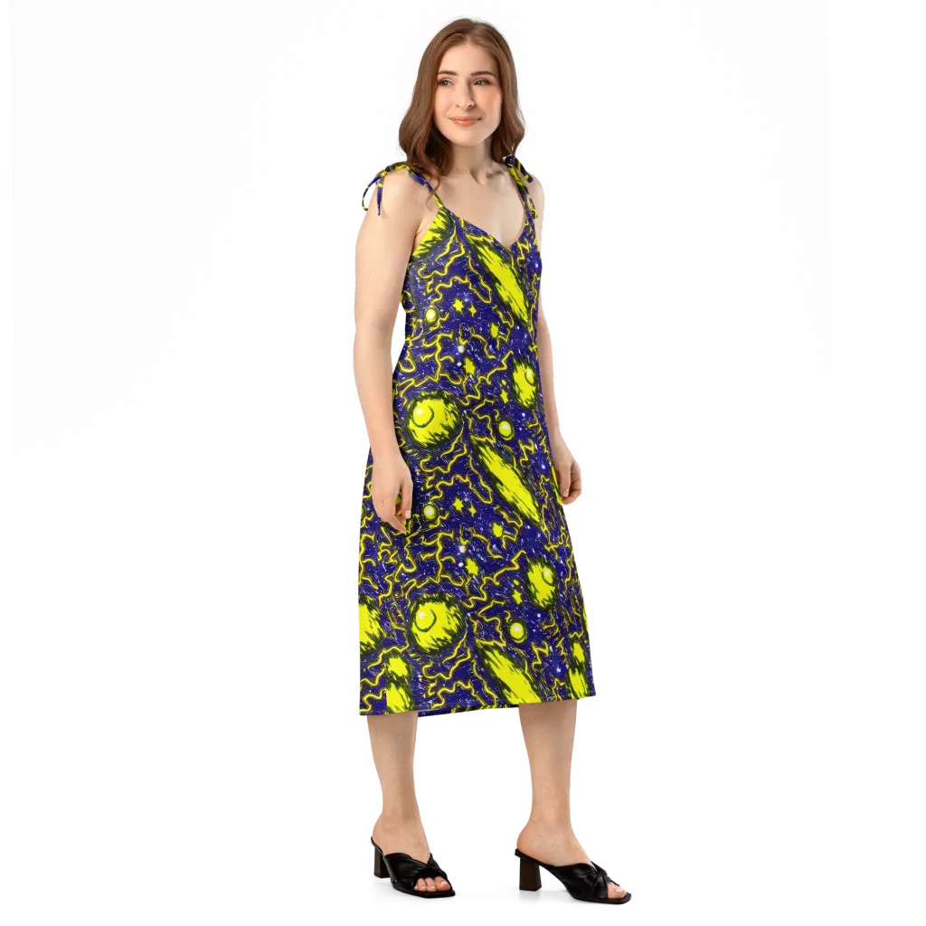 Neon Comet Riot on Slip Dress — Right Front