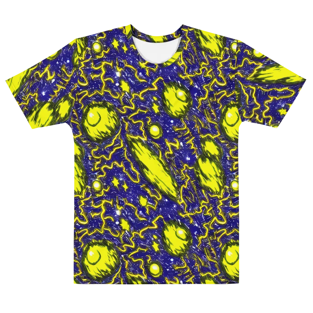 Neon Comet Riot on Men's Cotton Crew Neck T-Shirt — Front