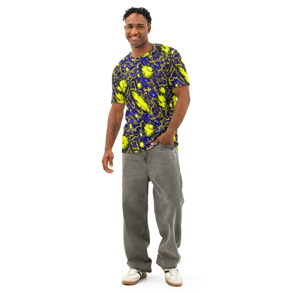 Neon Comet Riot on Men's Cotton Crew Neck T-Shirt — Front
