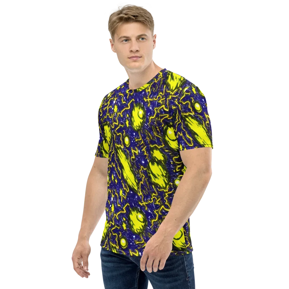 Neon Comet Riot on Men's Crew Neck T-Shirt — Left