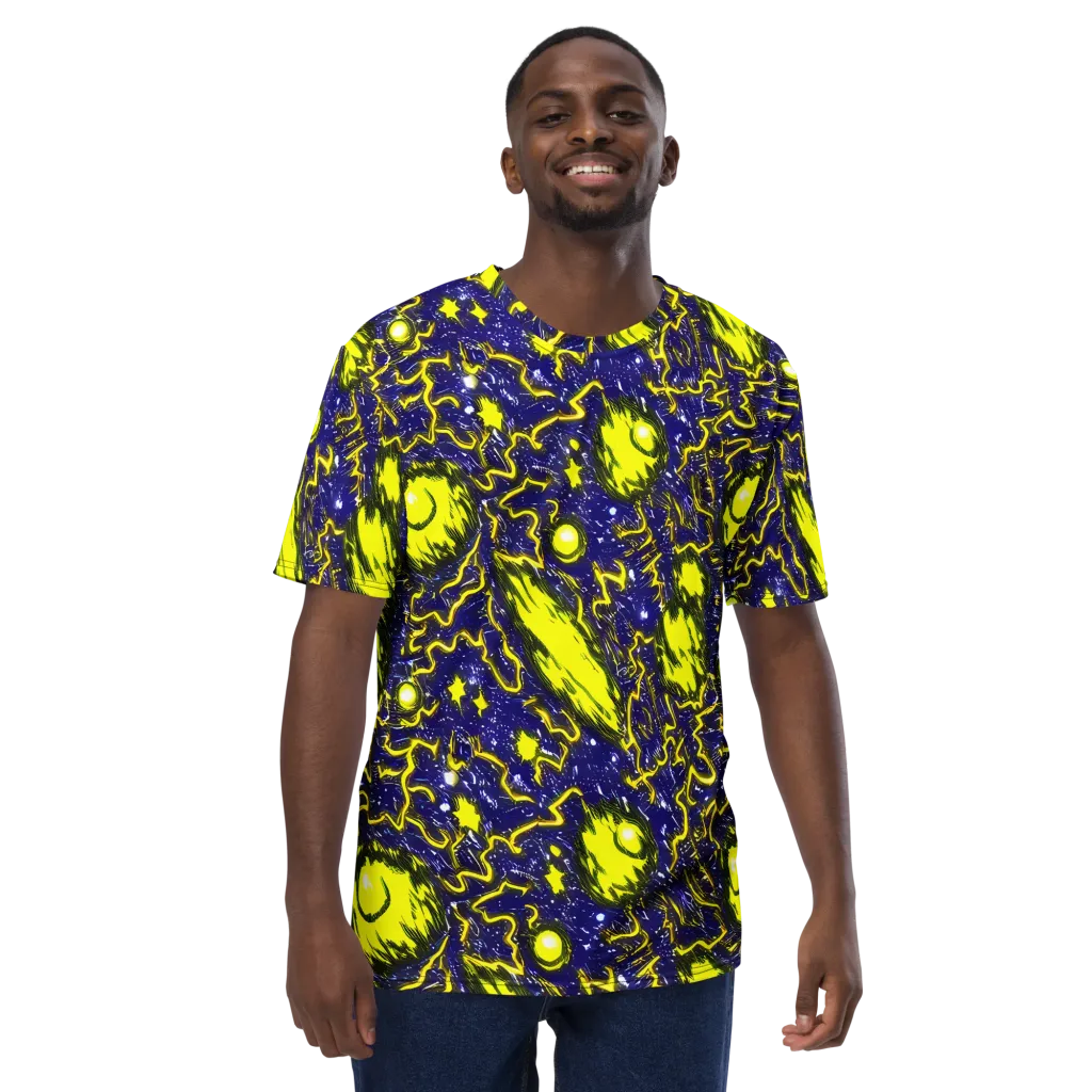 Neon Comet Riot on Men's Crew Neck T-Shirt — Front