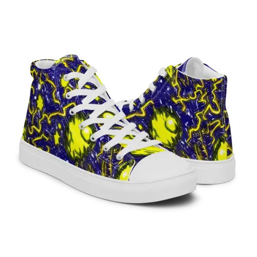 Neon Comet Riot on a Men's High Top Canvas Shoes