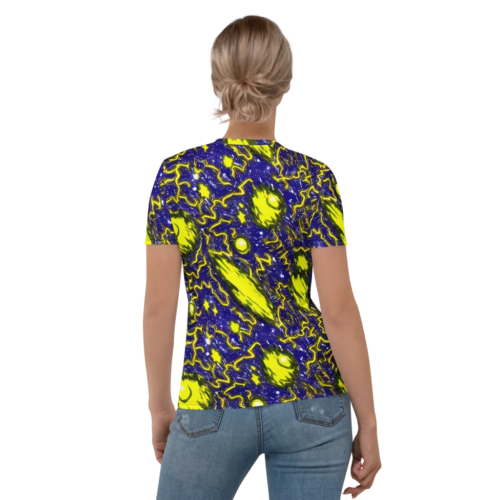 Neon Comet Riot on Women's Crew Neck T-Shirt — Back