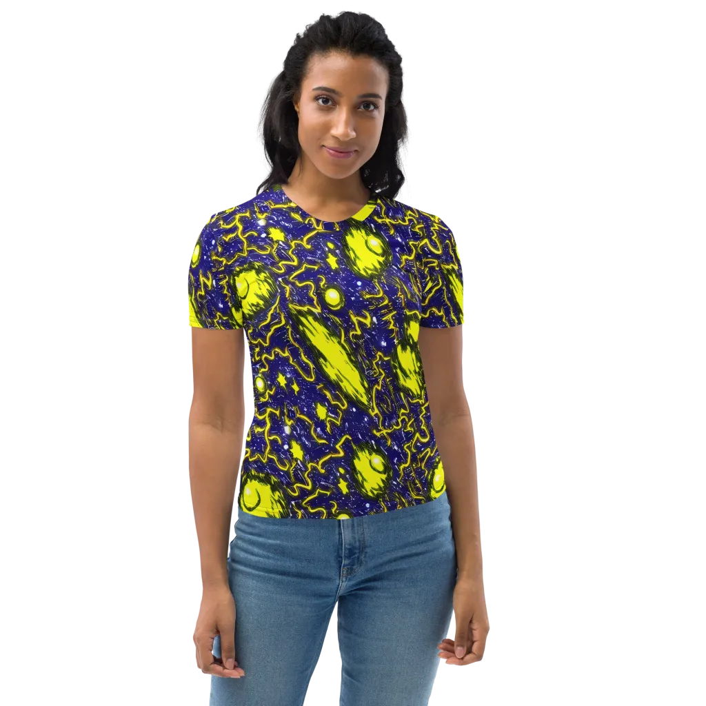 Neon Comet Riot on Women's Crew Neck T-Shirt — Front