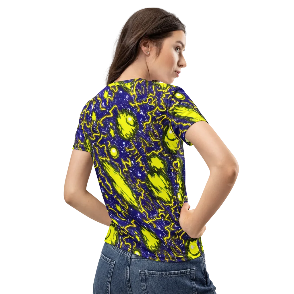 Neon Comet Riot on Women's Crew Neck T-Shirt — Back