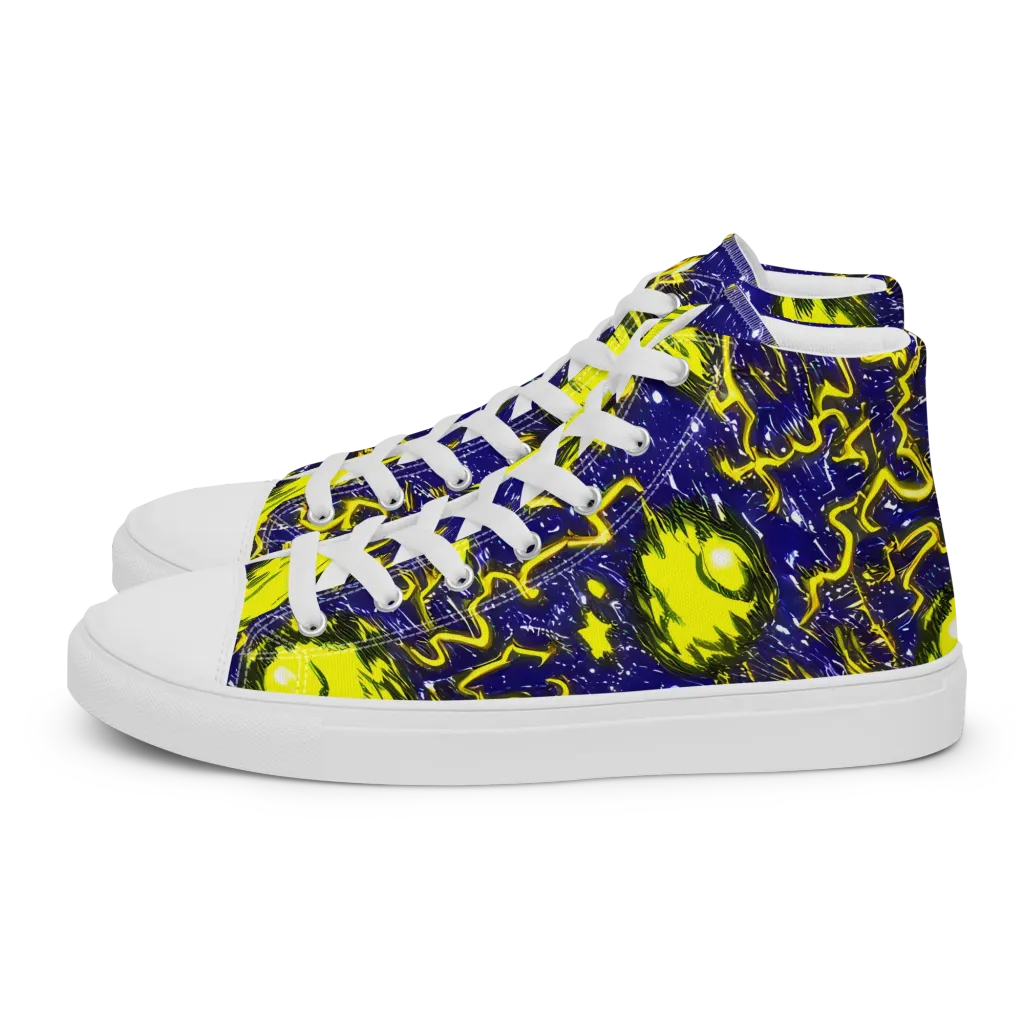 Neon Comet Riot on Women's High Top Canvas Shoes — Left