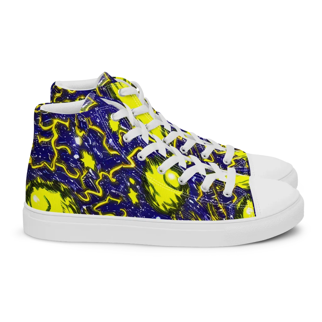 Neon Comet Riot on Women's High Top Canvas Shoes — Right