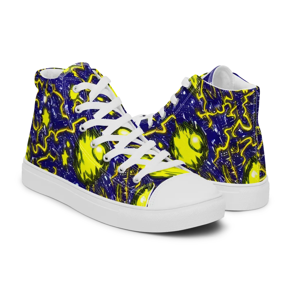 Neon Comet Riot on Women's High Top Canvas Shoes — Right